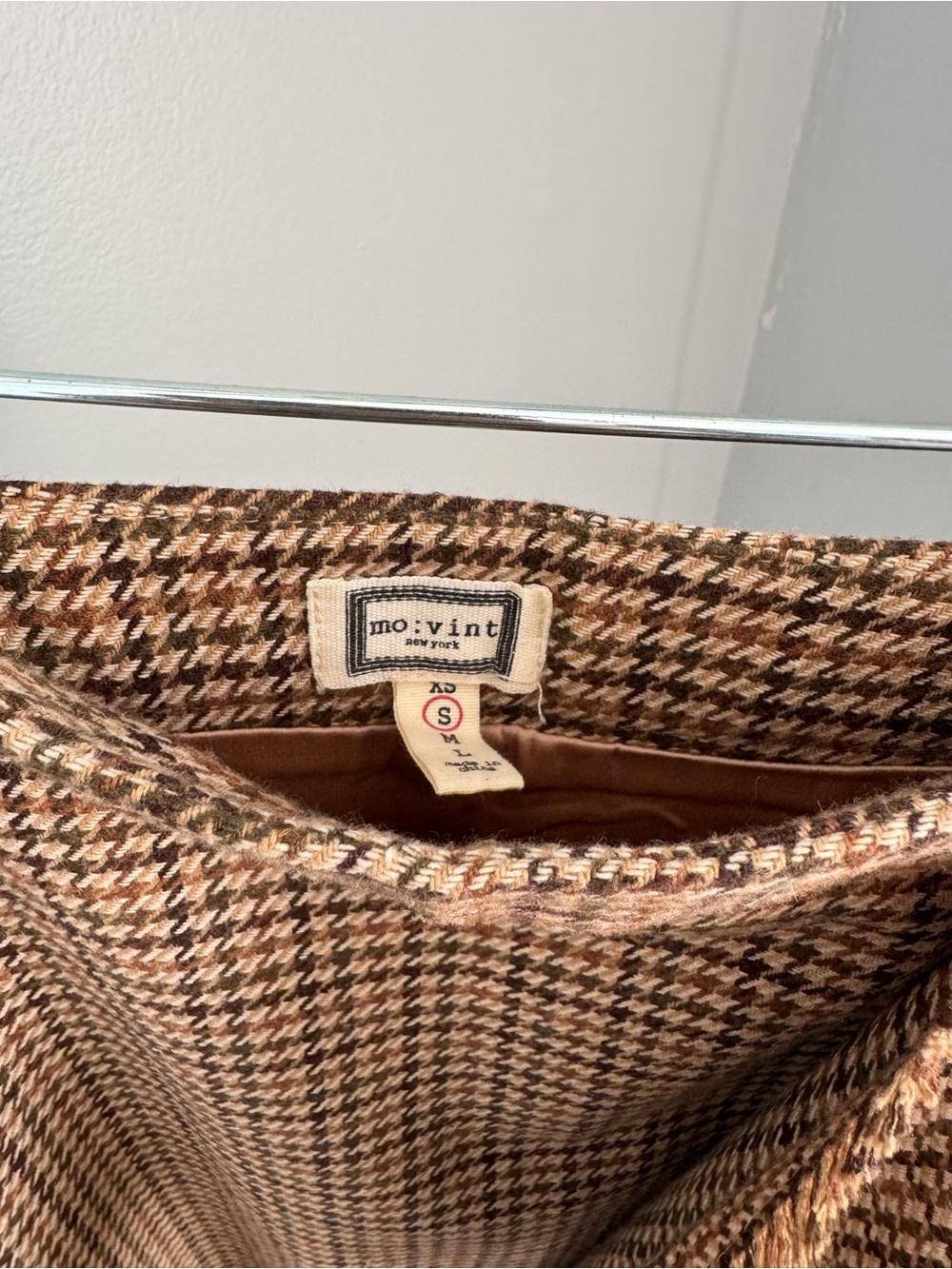 Houndstooth Midi Wrap Skirt in Brown - Picture 2 of 2